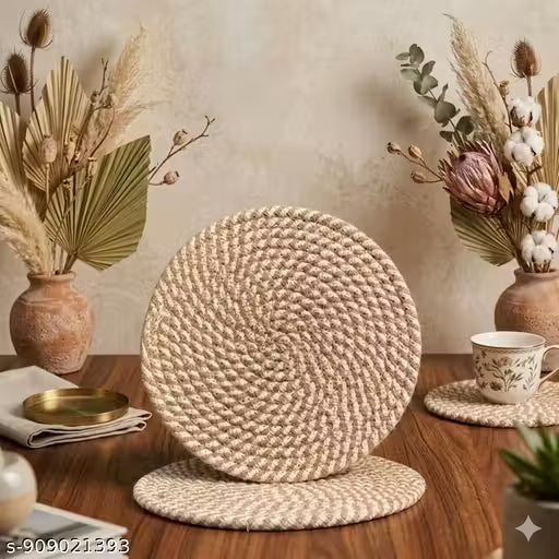 Heat Resistant Jute Coaster Set – Anti-Slip Pot Stand (Pack of 6)