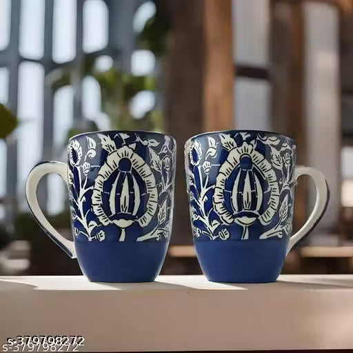 Royal Blue Ceramic Mug Set (Pack of 2)