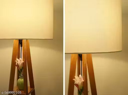 Classy Wooden Study Table Lamp with Beige Aluminium Shade