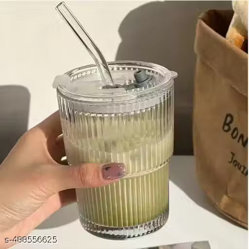 Glass Tumbler with Lid & Straw