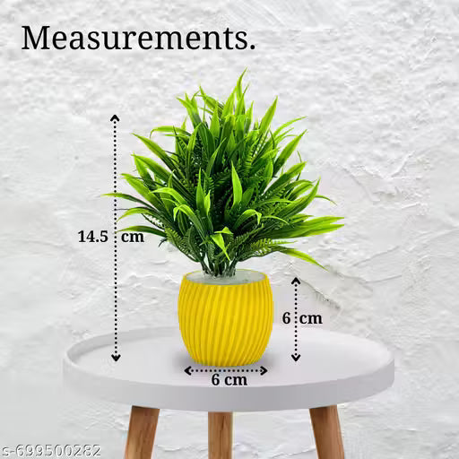 Artificial Potted Plants Combo Set of 6 with Yellow Ribbed Pots
