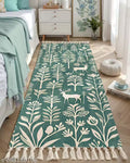 Handwoven Cotton Bed Runner Rug – Green 2x5 Feet Carpet
