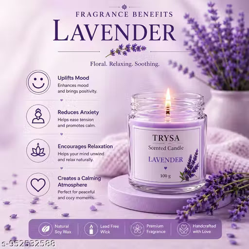 Lavender Scented Jar Candle | Handmade Soy Wax Candle