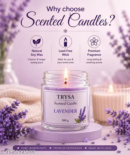 Lavender Scented Jar Candle | Handmade Soy Wax Candle