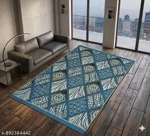 Cotton Handwoven Area Rug (Blue)
