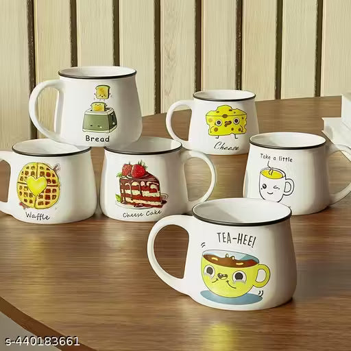 Ceramic Chai & Coffee Cup Set – White 200ml Cups (Pack of 6)