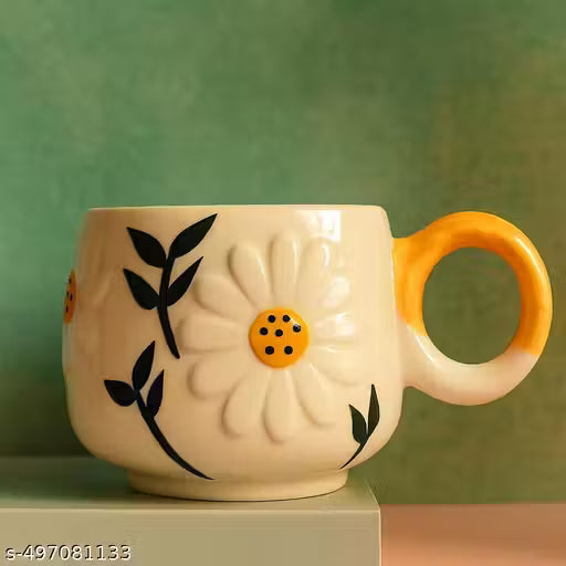 APAR Elegant Ceramic Mustard Flower Mug