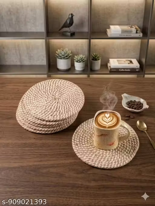 Heat Resistant Jute Coaster Set – Anti-Slip Pot Stand (Pack of 6)