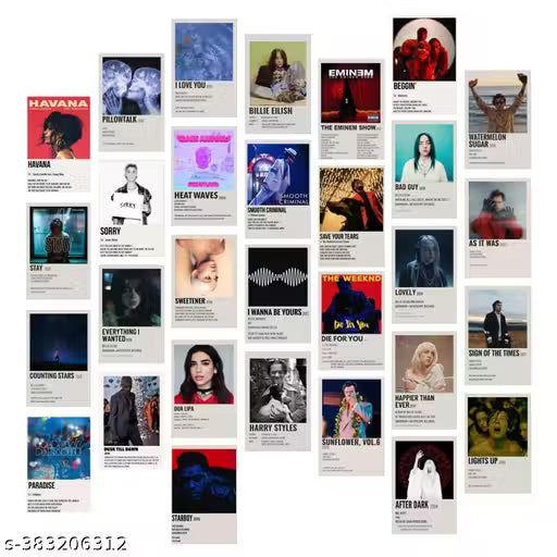 Music Album Aesthetic Wall Posters Pack of 32 – 4x6 Inch