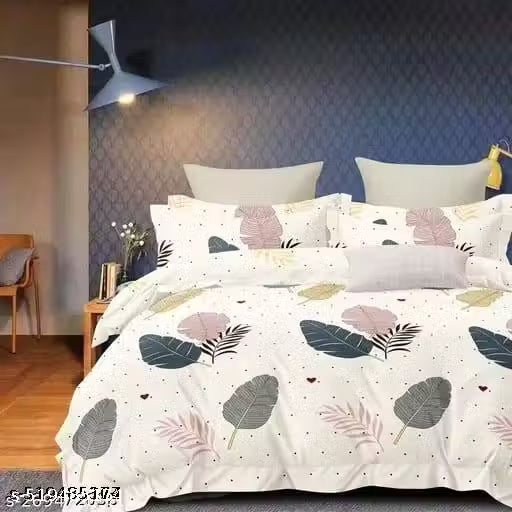 Premium Botanical Cotton Blend Bedsheet Set – Queen Size
