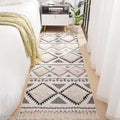 Handwoven Tufted Cotton Runner Rug – Black Floral Tassel Carpet