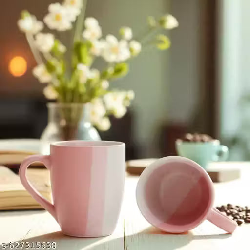 Blush Pink Harmony Dual-Tone Ceramic Mug Set