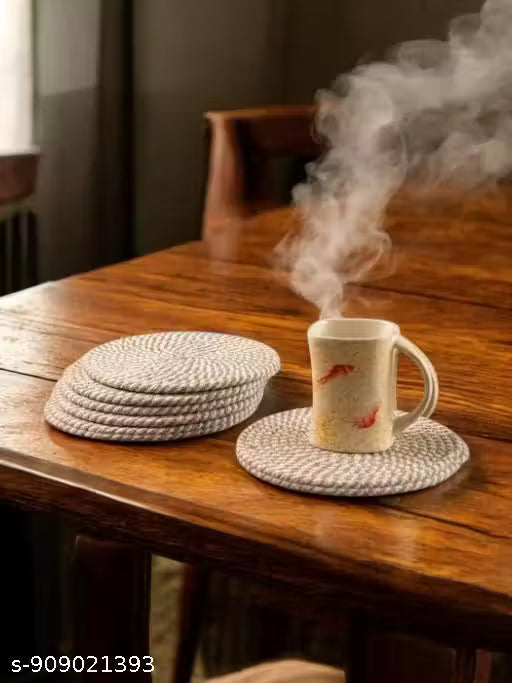 Heat Resistant Jute Coaster Set – Anti-Slip Pot Stand (Pack of 6)