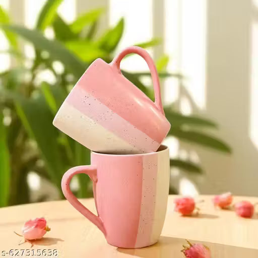 Blush Pink Harmony Dual-Tone Ceramic Mug Set