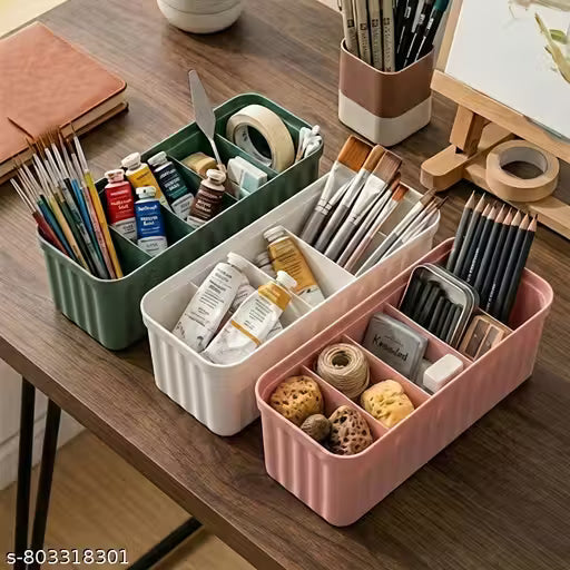 Multipurpose 5 Grid Plastic Organizer (Set of 4).