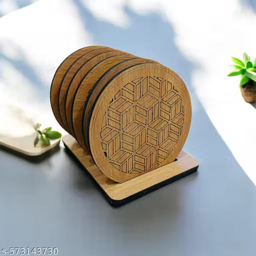 Laser Cut Wooden Coaster Set – Geometric Tea & Coffee Coasters