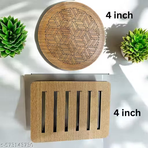 Laser Cut Wooden Coaster Set – Geometric Tea & Coffee Coasters