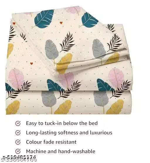 Premium Botanical Cotton Blend Bedsheet Set – Queen Size