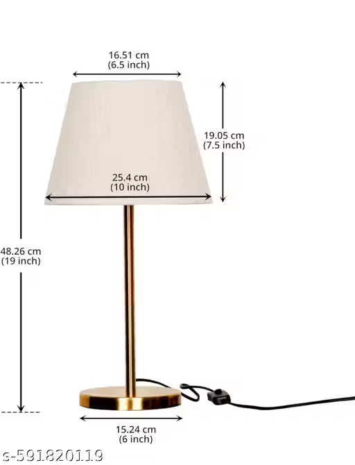 Premium Golden Table Lamp with Fabric Shade for Bedroom & Living Room