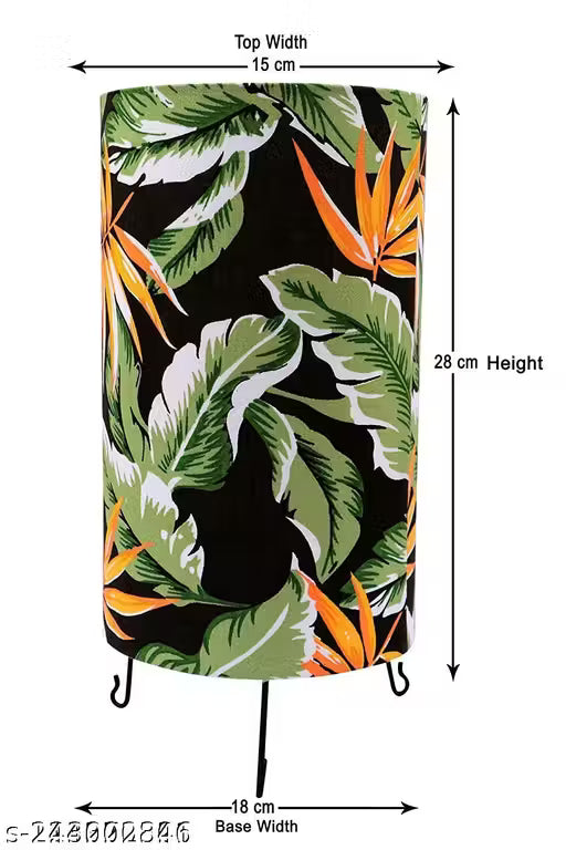 Attractive Green Floral Fabric Shade Table Lamp