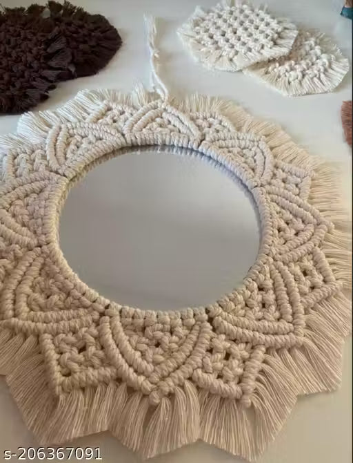 Macrame Mandala Wall Mirror – Boho Home Décor Mirror