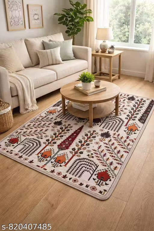 Premium Printed Polyester Carpet (White)
