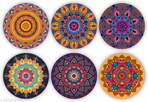 Square Wooden Coaster Set – UV Printed Drink Coasters (Pack of 6)