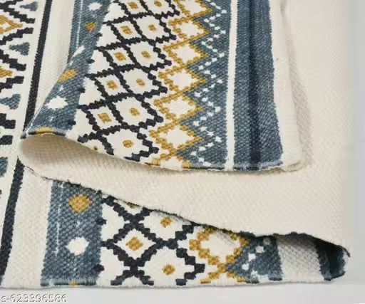 Handwoven Cotton Runner Carpet – Geometric Multi Rug