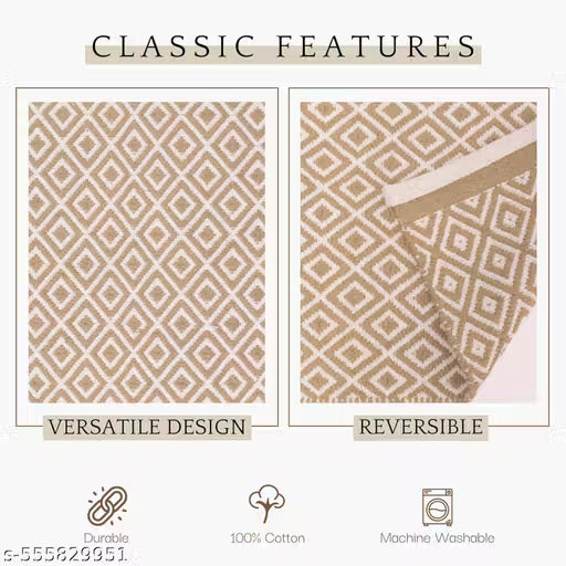Handwoven Cotton Floor Runner – Beige Reversible Rug