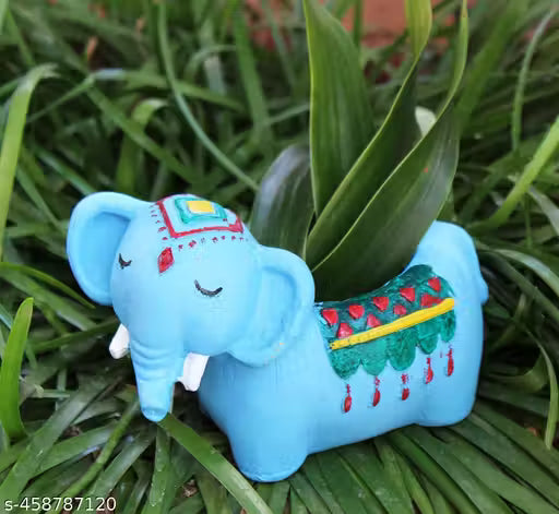 Blue Elephant Ceramic Succulent Planter Pot