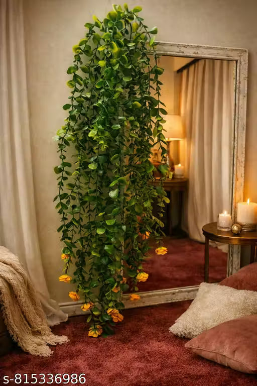 Artificial Hanging Palm Plant with Cherry Leaves
