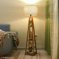 Classy Wooden Study Table Lamp with Beige Aluminium Shade