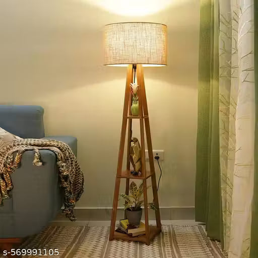 Classy Wooden Study Table Lamp with Beige Aluminium Shade