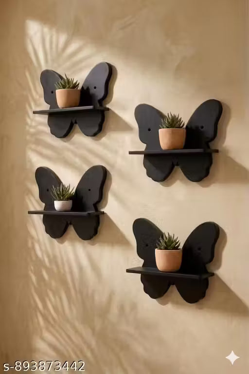 Black Butterfly Wall Decor Set (4 Pieces)