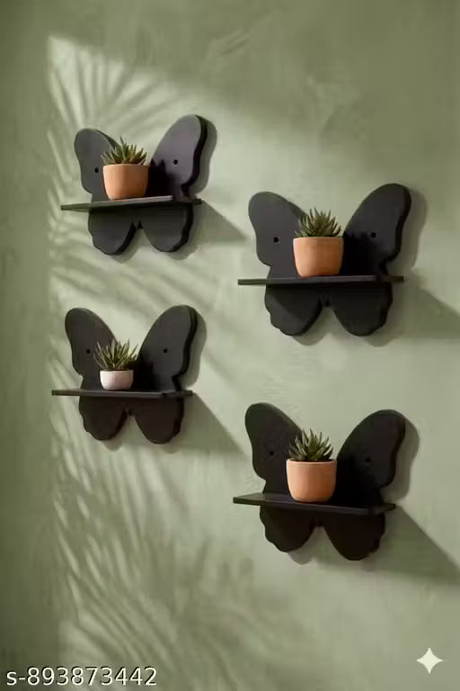 Black Butterfly Wall Decor Set (4 Pieces)