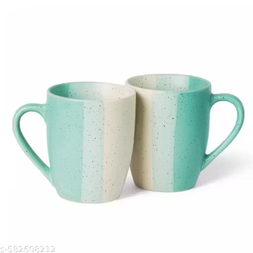 Speckled Ceramic Coffee Mug Set – Dual Tone Blue & Ivory (Pack of 2)