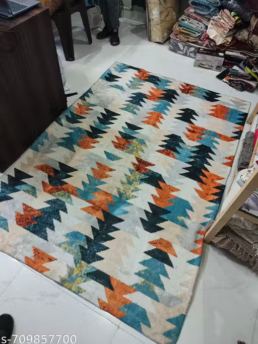 Modern 3D Printed Carpet – 5x7 Feet Off White Dhurrie