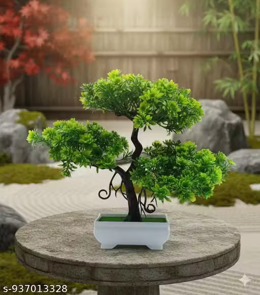 Anjalyashvirgo Artificial Bonsai Plant with White Pot