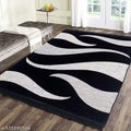 Chenille Printed Carpet – Black 5x7 Feet Area Rug