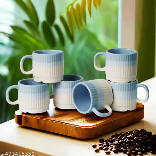 Ceramic Tea & Coffee Cup Set – Pack of 6
