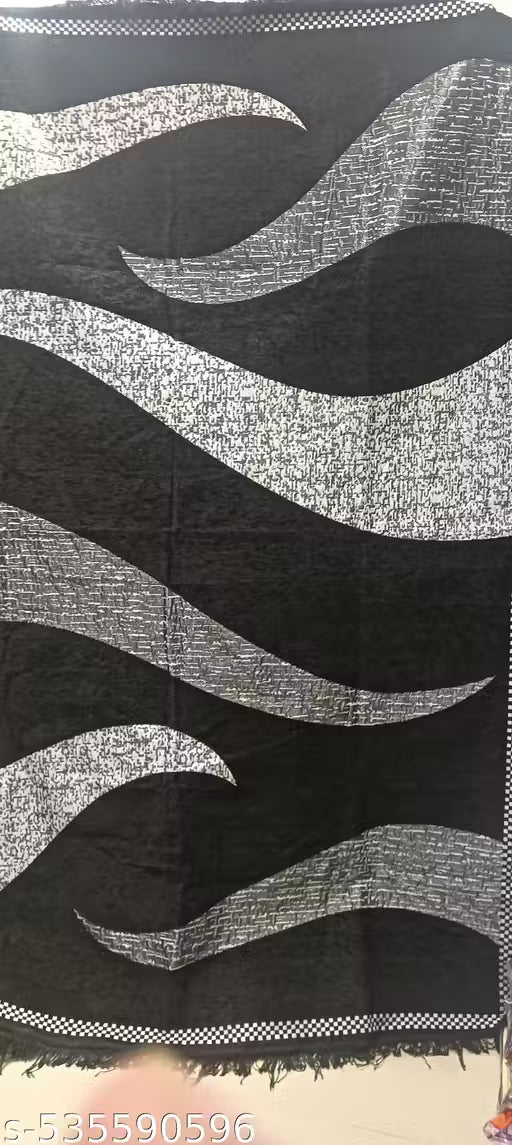 Chenille Printed Carpet – Black 5x7 Feet Area Rug