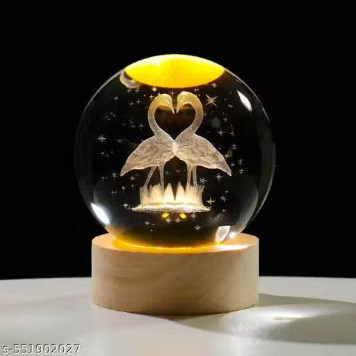 3D Flamingo Crystal Ball Night Lamp