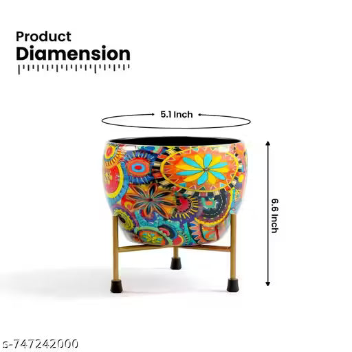 Metal Flower Pot with Stand for Home Décor