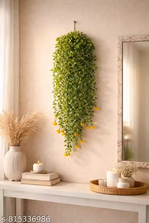 Artificial Hanging Palm Plant with Cherry Leaves