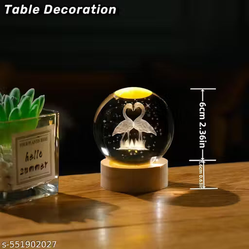 3D Flamingo Crystal Ball Night Lamp