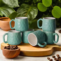 Green Dots Speckled Ceramic Tea Cup Set of 6