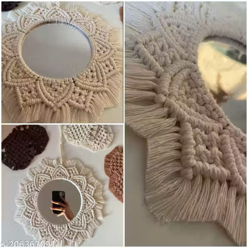 Macrame Mandala Wall Mirror – Boho Home Décor Mirror